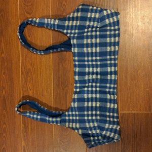 Aerie blue and white bikini top size M